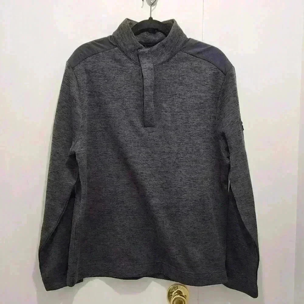 Greg Norman Amber Tex 1/4 Button Up‎ Mens Golf Fleece Sweater Charcoal Size M